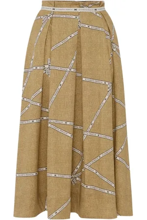 Elisabetta Franchi Midi Skirts, female, , L, Elegant Cotton Midi Skirt with Logo Waistband