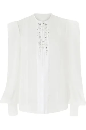 GENNY Silk Beaded Blouse Long Sleeves