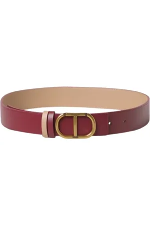 Twin-Set Belts, female, , L, Reversible Oval T Belt in Red/