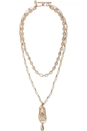 Max Mara Necklaces, female, , ONE SIZE, Gold Necklace Origine Double Loop Glass