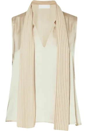 Liu Jo Sleeveless Tops, female, , S, Champagne Shawl Collar Tank Top