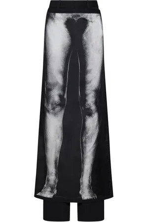 Jean Paul Gaultier Wide Trousers, female, , 2XS, Wool Trousers with Skirt Panel