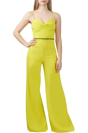 Elisabetta Franchi Jumpsuits, female, , M, Cedar Belted Palazzo Jumpsuit