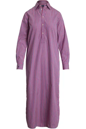 Ralph Lauren Pink Striped Shirt Dress with Pony Embroidery