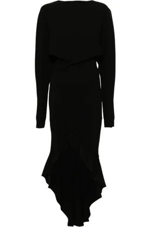 Serafini Brown draped dress with ruffles