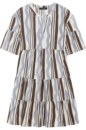 Max Mara Short Dresses, female, , L, Ely Kaftan Dress Blue Print