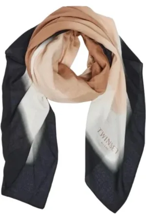 Twin-Set Scarves, female, , ONE SIZE, Patterned Viscose Woven Scarf Sand