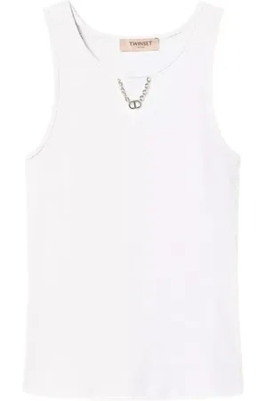 Twin-Set Sleeveless Tops, female, , XS, Cotton Tank Top with Chain
