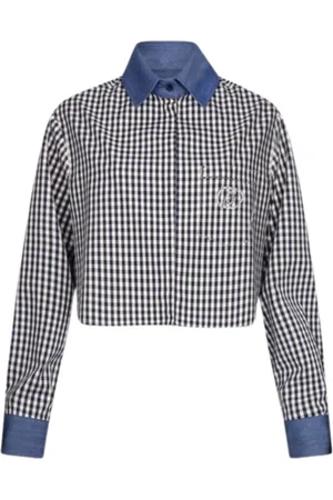 Liu Jo Shirts, female, , S, Cropped Check Shirt Blue/White