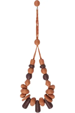 Max Mara Necklaces, female, , ONE SIZE, Geometric Straw Necklace, Adjustable Length, Rust