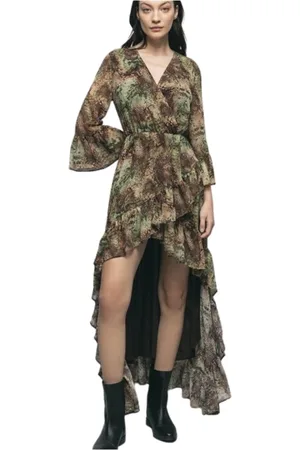 GAËLLE Long Printed Georgette Dress