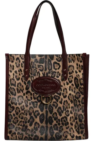 Dolce & Gabbana Tote Bags, female, , ONE SIZE, Leopard Leather Shoulder Strap Tote Bag
