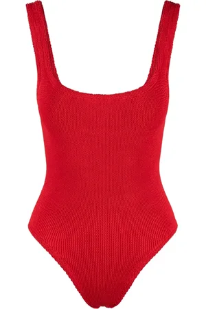Hunza G One-piece, female, , ONE SIZE, Crinkle Square Neck One-Piece Swimsuit