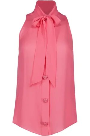 Moschino Sleeveless Silk Blouse with Bow