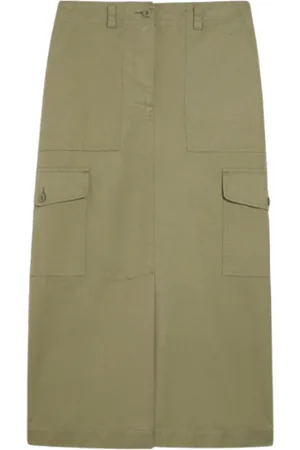 Max Mara Midi Skirts, female, , XS, Canvas Cotton Calais Skirt Sage