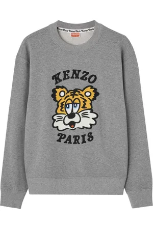 Kenzo Sweatshirts, male, , XL, Embroidered Logo Grey Jumper