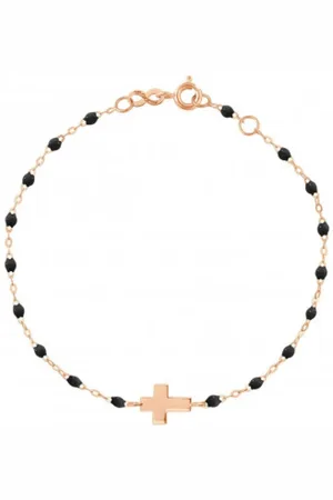 GIGI CLOZEAU Bracelets, female, , ONE SIZE, Handmade Rose Gold Resin Beaded Cross Bracelet
