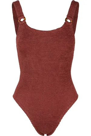 Hunza G One-piece, female, , ONE SIZE, Crinkle One-Piece Swimsuit with Tortoiseshell Details