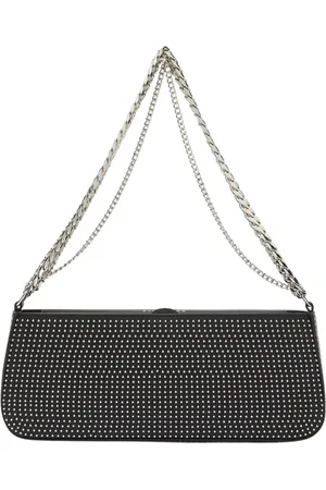 John Richmond Clutch with Rhinestones and Double Chain Shoulder Strap