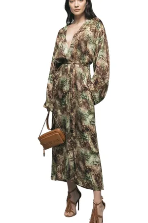 GAËLLE Midi Dresses, female, , XS, Long satin kaftan with belt and pendant