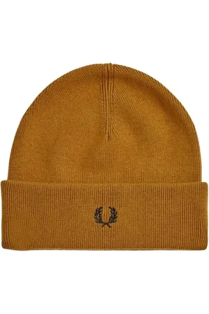Fred Perry Cotton Beanie Hat Caramel Color
