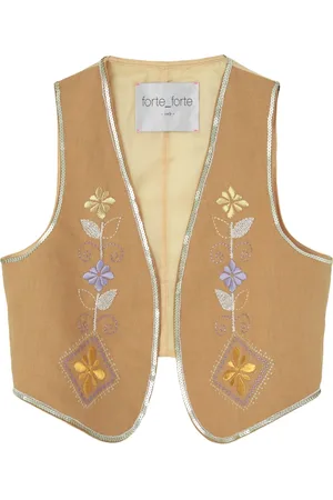 FORTE FORTE Vests, female, , M, Embroidered Beige Jacket