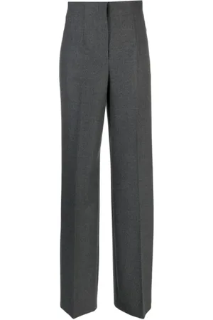 Alberta Ferretti Grey Wool Wide Leg Trousers