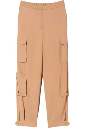 Twin-Set Straight Trousers, female, , M, Cargo Trousers with Hidden Closure and Adjustable Hem