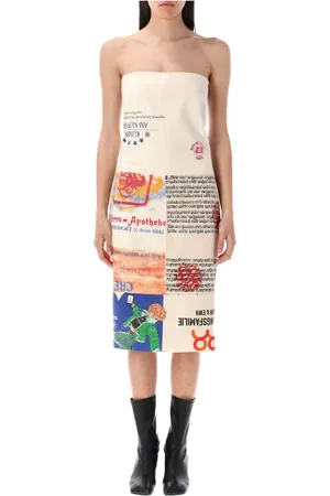 Marine Serre Ecru Bustier Dress with Moon Puller