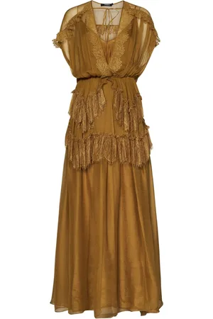 AMEN Maxi Dresses, female, , M, Elegant Yellow Silk Georgette Dress