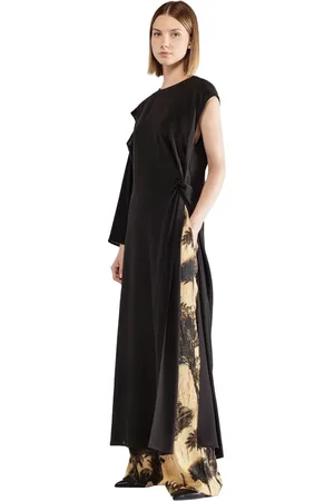 ERIKA CAVALLINI Maxi Dresses, female, , S, Long silk dress with round neckline