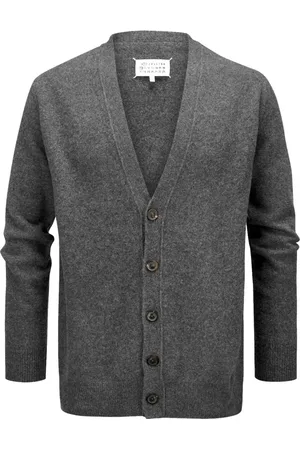 Maison Margiela Cardigans, male, , L, Wool Cardigan with Ribbed Trims