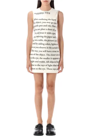 J.W.Anderson Short Dresses, female, , XS, Text Print Mini Shift Dress Ivory