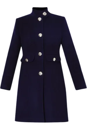 Liu Jo Single-Breasted Coats, female, , M, Navy Wool Blend Coat