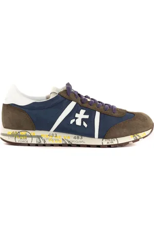 Premiata Sneakers, male, , 9 UK, Brown Suede and Blue Nylon Trainers