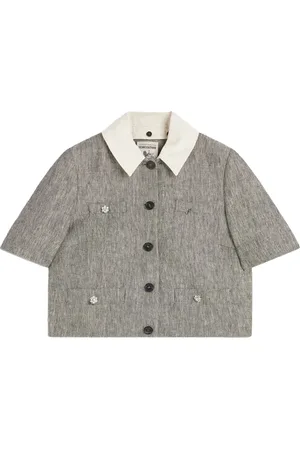 SEMICOUTURE Blazers, female, , S, Short sleeve cotton and linen jacket