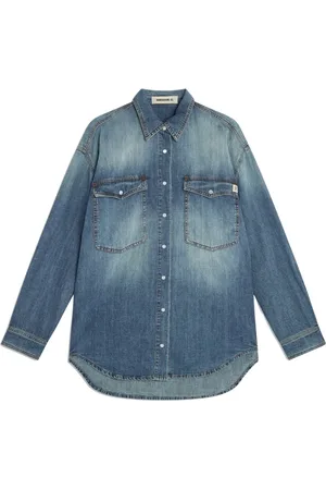 SEMICOUTURE Denim Shirts, female, , 2XS, Denim long sleeve shirt with pockets