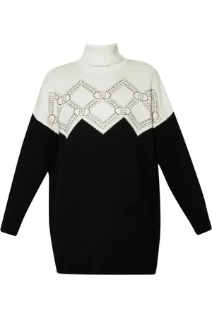 Liu Jo Knitted Dresses, female, , 2XS, Geometric Rhinestone Neck Jumper