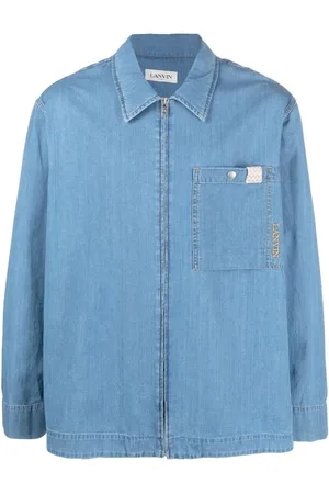 Lanvin Denim Shirts, male, , M, Clear Zip-Up Denim Shirt