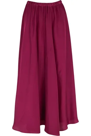 Pomandere Maxi Skirts, female, , XS, Silk Flared Long Skirt with Elastic Waist