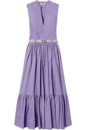 Twin-Set Midi Dresses, female, , S, Lavender V-Neck Dress