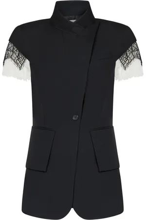 Alexander McQueen Blazers, female, , S, Wool Gabardine Lace Jacket