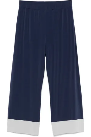 LE TRICOT PERUGIA Wide Trousers, female, , 2XL, Navy Elasticated Waistband Trousers