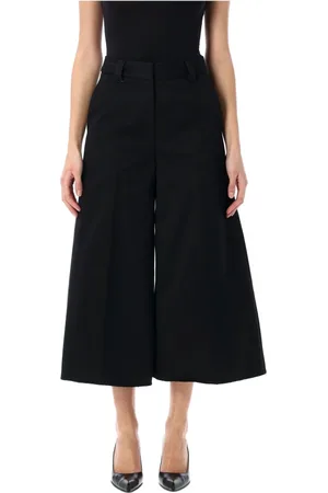 Thelatest Cropped Trousers, female, , S, Wide-Leg Cropped Cotton Trousers