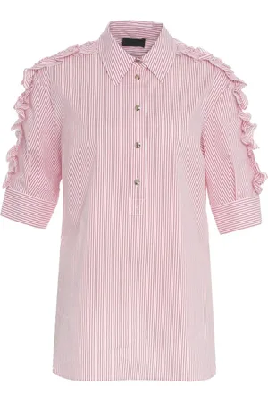Liu Jo Shirts, female, , S, Striped Ruffled Shirt Kent Collar