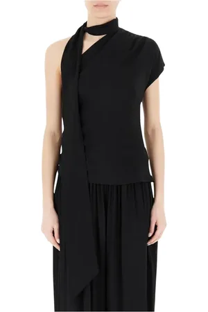Mauro Grifoni Sleeveless Tops, female, , 2XS, Silk One-Shoulder Top with Scarf