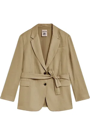 SEMICOUTURE Blazers, female, , S, Linen single-breasted jacket with belt
