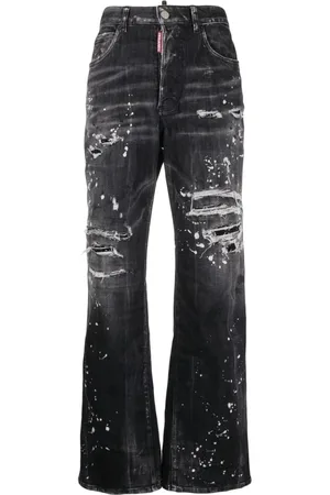 Dsquared2 Boot-cut Jeans, female, , XS, Distressed Bootcut Paint Splatter Jeans