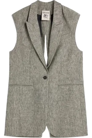 SEMICOUTURE Cotton and linen vest with classic lapel
