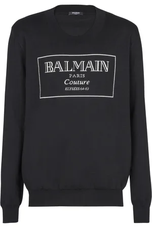 Balmain Round-neck Knitwear, male, , L, Knit Jumper with Couture Label